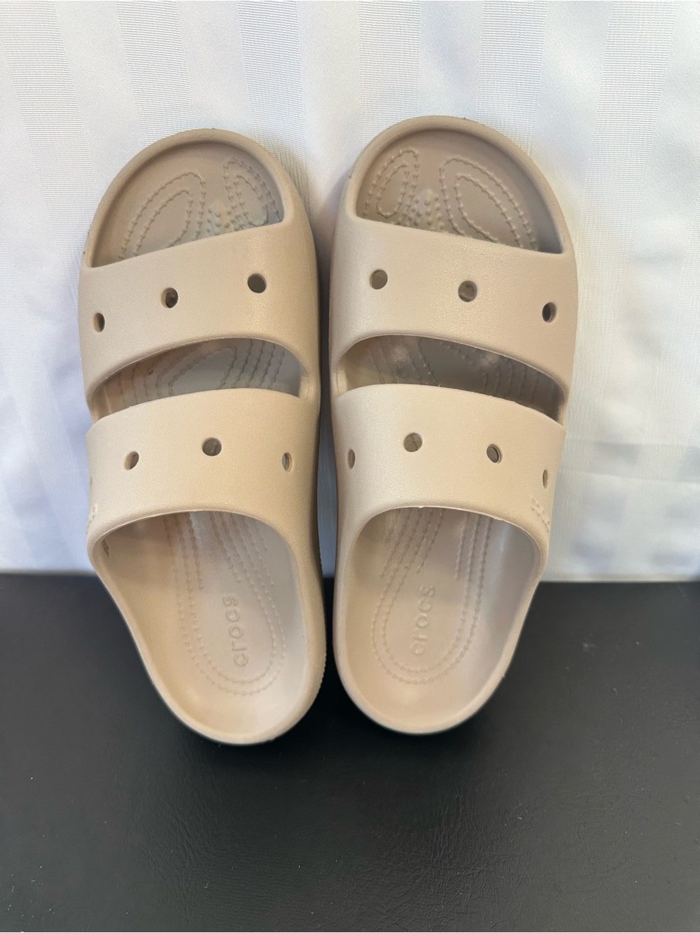 CROCS Women’s  Double-Strap Slide Sandals in Beige